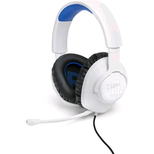 JBL QUANTUM 100 CUFFIE GAMING OVER EAR CON FILO HEADSET DA GIOCO CON MICROFONO BOOM DIREZIONALE RIMOVIBILE COMPATIBILITA' SU OGNI PIATTAFORMA BIANCO BLU