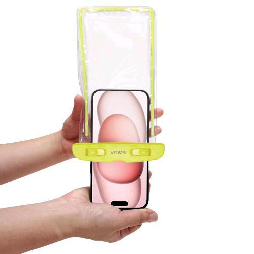 CELLY SPLASHBAG 24 CUSTODIA WATERPROOF IPX8 PER SMARTPHONE FINO A 6.7" PROETEGGE IL TELEFONO DA ACQUA SABBIA E GRAFFI TRASPARENTE GREEN