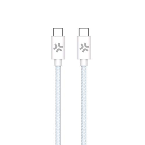 CELLY COTTON CAVO USB-C MASCHIO-MASCHIO IN COTONE INTRECCIATO SUPPORTA CARICA RAPIDA 60 W 1.5 MT AZZURRO