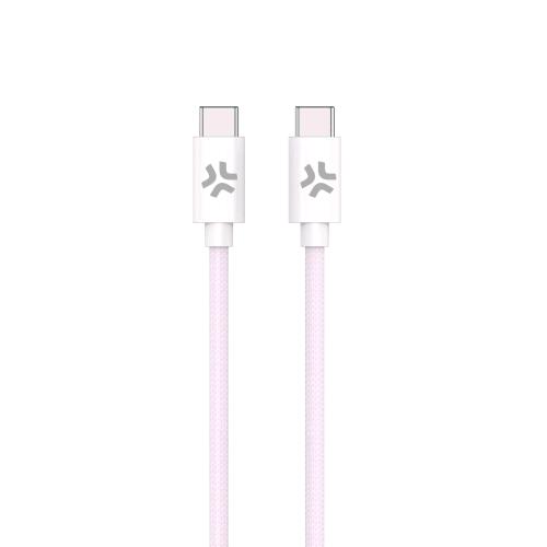 CELLY COTTON CAVO USB-C MASCHIO-MASCHIO IN COTONE INTRECCIATO SUPPORTA CARICA RAPIDA 60 W 1.5 MT ROSA