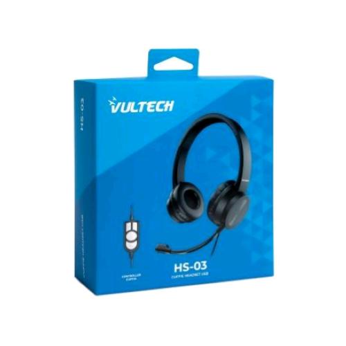 VULTECH HS-03 CUFFIE USB CON MICROFONO E CONTROLLER VOLUME E AUDIO ARCHETTO REGOLABILE NERO
