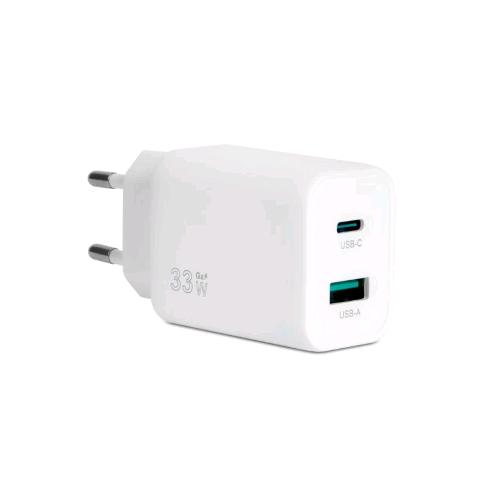 VULTECH CARICABATTERIE DA RETE GaN PD 33 W QC 3.0 1 x USB-C - 1 x USB-A BIANCO