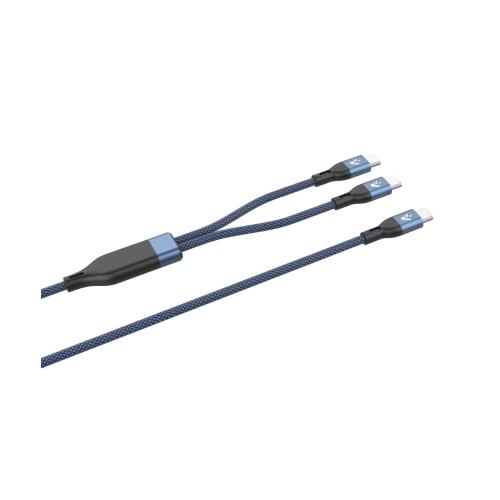 VULTECH CAVO ADATTATORE DA USB-C A 2 x USB-C MASCHIO-MASCHIO MAX 100 W 5.0 A - 1.2 MT BLU