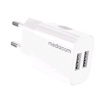MEDIACOM MD-A100 CHARGER CARICABATTERIE DA RETE 2 x USB-A 5V 2.4A 12 W BIANCO