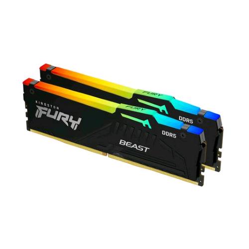 KINGSTON FURY BEAST RGB KIT MEMORIA RAM 2x 32GB TOT 64GB 6.000MHz TIPOLOGIA DIMM TECNOLOGIA DDR5 CAS 30 BLACK
