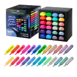 FABER CASTELL EVIDENZIATORE PUNTA A SCALPELLO SET DA SCRIVANIA COLORI ASSORTITI NEON PASTELLO E METALLZZATI CONF 24 Pz.