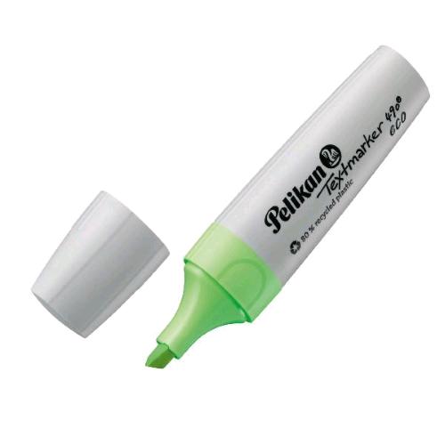 PELIKAN TEXTMARKER 490 ECO EVIDENZIATORE PUNTA A SCALPELLO VERDE CONF 10 Pz.