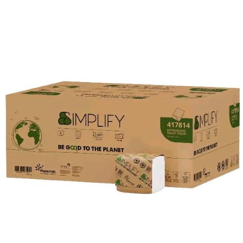 PAPERNET CARTA IGIENICA SIMPLIFY INTERFOGLIATA 2 VELI 224 SERVIZI 21X11 CM BIANCO CONF 40 Pz.