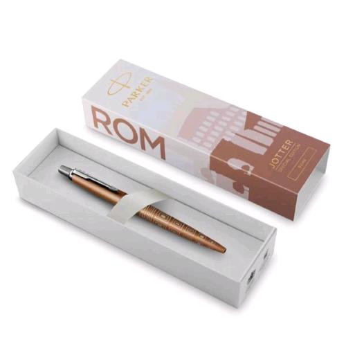PARKER JOTTER EDIZIONE SPACIALE ROMA PENNA A SFERA A SCATTO PUNTA CONICA PUNTALE CROMATO INCHIOSTRO BLU CONFEZIONE REGALO 
