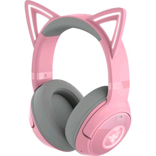 RAZER KRAKEN KITTY V2 CUFFIE RGB WIRELESS BLUETOOTH 5.2 CON ORECCHIE DA GATTO DRIVER 40mm ROSA