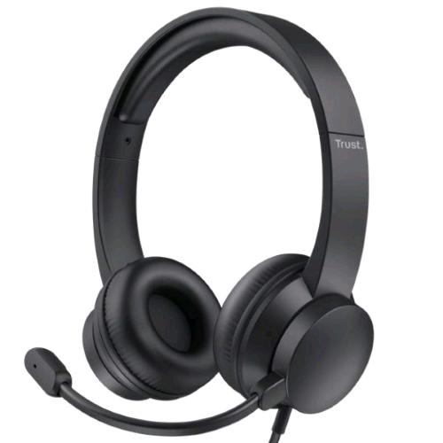 TRUST HS-150 CUFFIE OVER-EAR CON MICROFONO LEGGERE ARCHETTO REGOLABILE JACK 3.5mm NERO