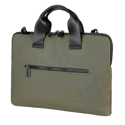 TUCANO GOMMO BORSA SUPERSLIM PER NOTEBOOK DA 15.6" E MACBOOK PRO 16" IN MATERIALE GOMMATO WATERPROOF TASCA ESTERNA CON TRACOLLA VERDE MILITARE