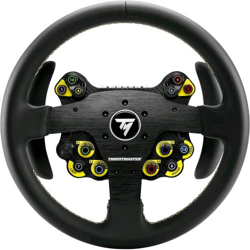 THRUSTMASTER EVO RACING 32R LEATHER, VOLANTE DA CORSA RIVESTITO IN PELLE E HUB RIMUOVIBILE, PER PC E CONSOLE NERO