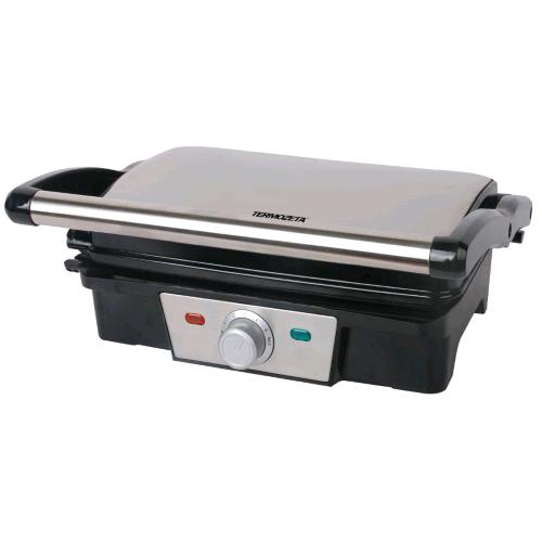 TERMOZETA PROFESSIONAL GRILL BISTECCHIERA ELETTRICA 1500W DOPPIA PIASTRA TEMPERATURA REGOLABILE CON 2 VASCHETTE RACCOGLI GRASSO 