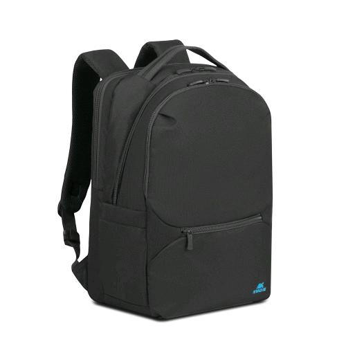 RIVACASE 7764 ZAINO PER NOTEBOOK DA 15.6" IN POLIESTERE 2 SCOMPARTI TASCHE LATERALI E FRONTALI RESISTENTE ALL'ACQUA NERO  
