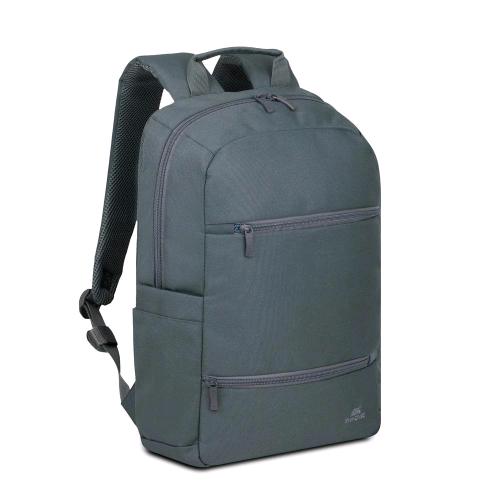 RIVACASE 8265 ZAINO PER NOTEBOOK DA 15.6" IN POLIESTERE 2 SCOMPARTI TASCHE LATERALI E FRONTALI RESISTENTE ALL'ACQUA GRIGIO SCURO