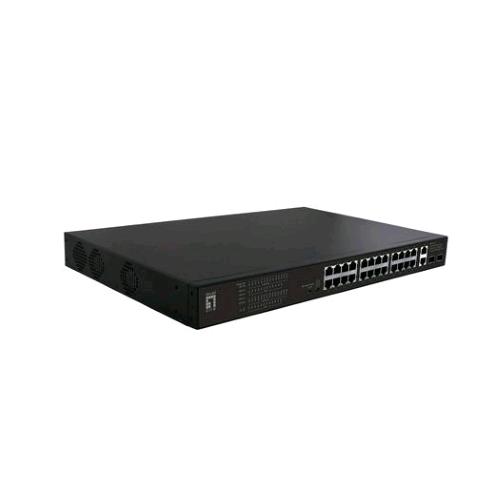 LEVEL ONE FGP-2831 SWITCH DI RETE NON GESTITO FORM RACK 1U 28 PORTE RJ 45 10/100 Mbps 2 SLOT SFP SUPPORTO POE BLACK