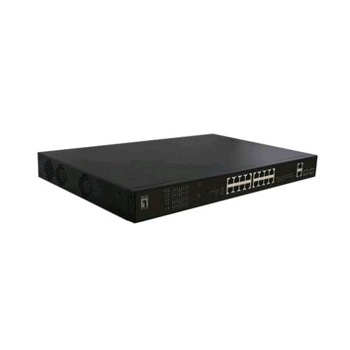 LEVEL ONE FGP-2031 SWITCH DI RETE NON GESTITO FORM RACK 1U 16 PORTE RJ 45 10/100 Mbps 2 SLOT SFP SUPPORTO POE BLACK