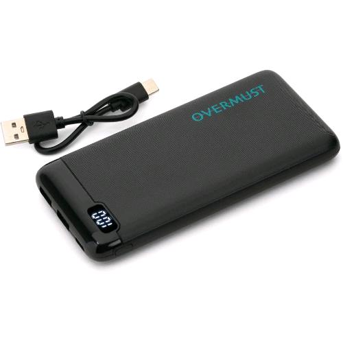 TECNOWARE OVERMUST POWERBANK 10.000MAH CON DISPLAY 2 PORTE USB E 1 PORTA USB-C NERO