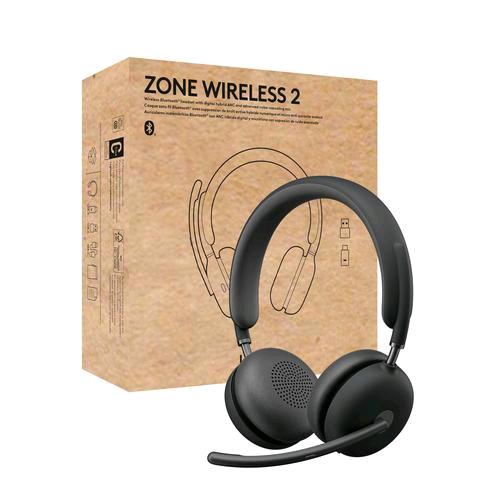 LOGITECH ZONE WIRELESS 2 CUFFIE SOVRAURALI CON MICROFONO CON/SENZA CAVO INTERFACCIA USB TYPE-C/BLUETOOTH OTTIMALE PER UNIFIED COMMUNICATIONS GRAFITE