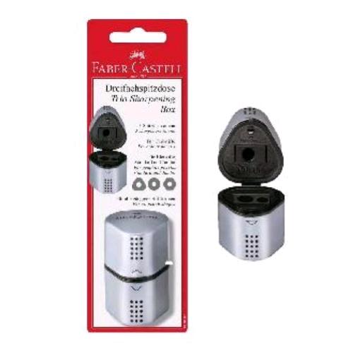FABER CASTELL TEMPERAMATITE 3 FORI GRIP 2001 CON CONTENITORE ARGENTO