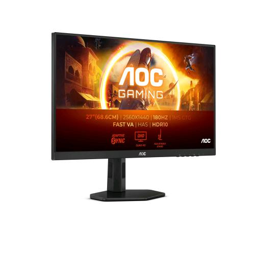 AOC Q27G4XN 27" LED IPS QUAD HD 2560 x 1440 16:9 150 CD/mq CONTASTO 1000:1 0.5ms 180Hz HDR 2 X HDMI 1 x DISPLAYPORT REGOLABILE IN ALTEZZA NERO ROSSO