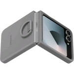 SAMSUNG F741 GALAXY Z FLIP6 SILICONE CASE WITH RING CUSTODIA PIEGHEVOLE IN SILICONE CON ANELLO GRIGIO