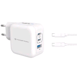 CONCEPTRONIC ALTHEA17W CARIBATTERIE DA RETE USB PD GaN 3 PORTE 67 W CON CAVO DI RICARICA USB-C MASCHIO-MASCHIO 1.5 MT BIANCO