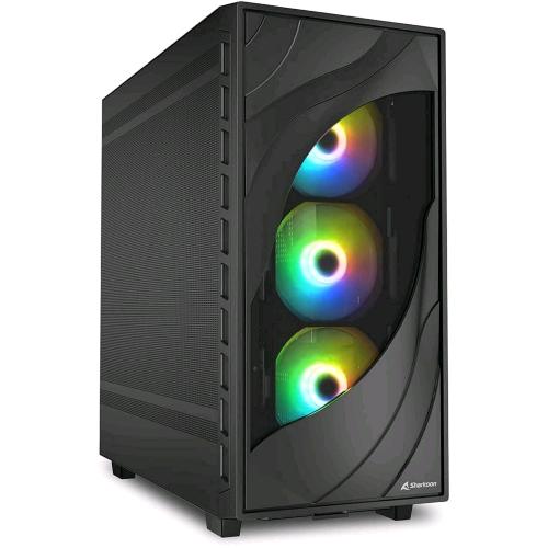 SHARKOON REBEL C80M RGB CASE GAMING CON FRONTALE IN VETRO TEMPERATO ILLUMINAZIONE RGB FLUSSO D'ARIA OTTIMIZZATO NERO
