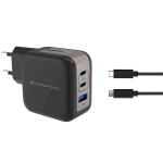 CONCEPTRONIC ALTHEA17B CARICABATTERIE DA RETE GaN PD 67 W 3 PORTE 2x USB-C, 1x USB-A, QC 3.0, PPS CAVO USB-C 1.5 MT 3A INCLUSO NERO