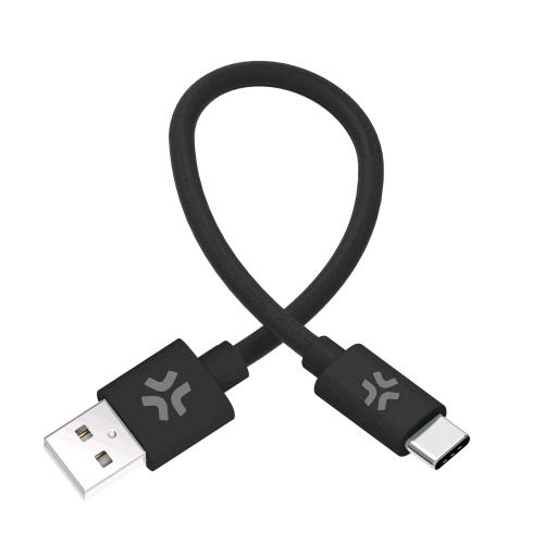 CELLY COTTON CAVO DA USB-A A USB-C MASCHIO-MASCHIO IN COTONE INTRECCIATO 30 CM NERO