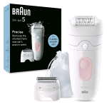BRAUN SILK-EPIL 5 EPILATORE ELETTRICO RICARICABILE TECNOLOGIA MICROGRIP CON 28 PINZETTE BIANCO ROSA
