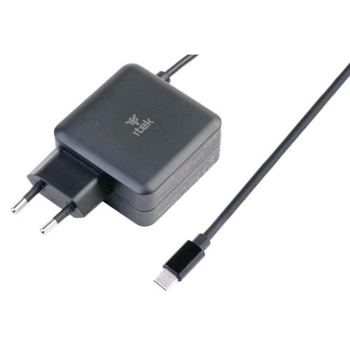 ITEK ITNBAWC65 ALIMENTATORE UNIVERSALE PER NOTEBOOK USB-C GaN 65 W SUPER SLIM NERO