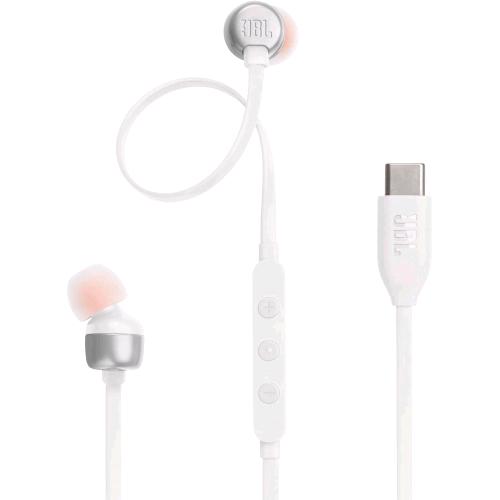 JBL TUNE 310 C AURICOLARI IN-EAR AD ALTA RISOLUZIONE AUDIO CAVO PIATTO ANTIGROVIGLIO COMANDO A 3 TASTI BASSI PROFONDI JBL PURE BASS BIANCO