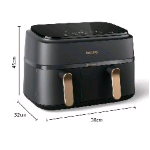 PHILIPS NA352/00 FRIGGITRICE AD ARIA DUAL BASKET 2750W 9 LT 1,5 KG DOPPIO CESTELLO TECNOLOGIA RAPID AIR PLUS 8 PROGRAMMI ANTRACITE