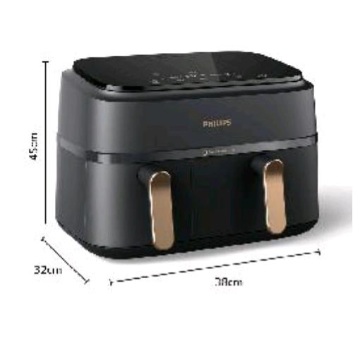 PHILIPS NA352/00 FRIGGITRICE AD ARIA DUAL BASKET 2750W 9 LT 1,5 KG DOPPIO CESTELLO TECNOLOGIA RAPID AIR PLUS 8 PROGRAMMI ANTRACITE