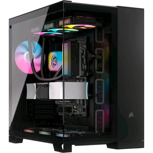 CORSAIR ICUE LINK 6500X RGB MID-TOWER ATX CASE PER PC A DOPPIA CAMERA - VETRO PANORAMICO TEMPERATO - COMPATIBILE CON SCHEDA MADRE A CONNESSIONE INVERSA - 3X VENTOLE CORSAIR RX120 RGB INCLUSE - NERO