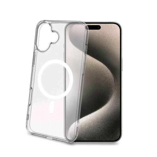 CELLY APPLE iPHONE 16 PLUS GELSKINMAG COVER COMPATIBILE MAGSAFE IN TPU TRASPARENTE/WHITE