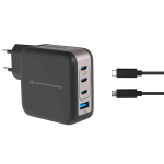 CONCEPTRONIC ALTHEA18B CARICABATTERIE DA RETE GaN PD 100 W 4 PORTE 3 x USB-C - 1x USB-A, QC 3.0 PPS CON CAVO USB-C MASCHIO-MASCHIO 1.5 MT INCLUSO NERO