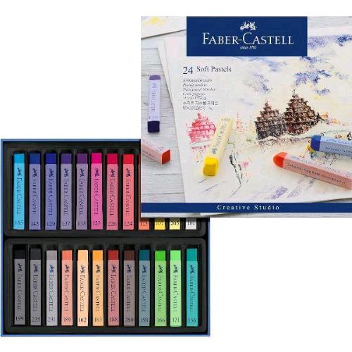 FABER CASTELL PASTELLI CRETE GESSETTI 8X66 mm COLORI ASSORTITI CONF 24 Pz.