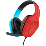 TRUST GAMING GXT 416S ZIROX CUFFIE GAMING CON MICROFONO OVER-EAR LEGGERE PER NINTENDO SWITCH CON DRIVER DA 50mm JACK AUDIO 3.5mm CAVO 1,2mt ARCHETTO REGOLABILE BLU/ROSSO