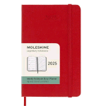 MOLESKINE WEEKLY AGENDA SETTIMANALE 2025 9 X 14 CM 12 MESI GENNAIO DICEMBRE COPERTINA RIGIDA CON ELASTICO ROSSO