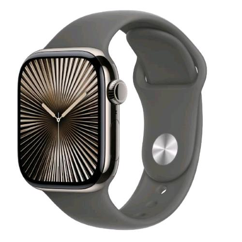 APPLE WATCH SERIES 10 GPS + CELLULAR 4G 46mm CASSA IN TITANIO NATURALE CON CINTURINO SPORT GRIGIO PIETRA - S/M