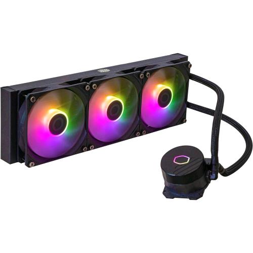 COOLER MASTER MASTERLIQUID 360L CORE ARGB DISSIPATORE A LIQUIDO PER CPU POMPA GEN S A DOPPIA CAMERA RADIATORE SUPERIORE E 3 VENTOLE ARGB DA 120mm STAFFE LGA 1700 E AM5 NERO
