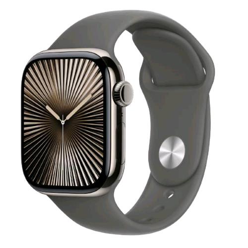 APPLE WATCH SERIES 10 GPS + CELLULAR 4G 46mm CASSA IN TITANIO NATURALE CON CINTURINO SPORT GRIGIO PIETRA - M/L