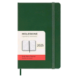 MOLESKINE DAILY AGENDA GIORNALIERA 2025 9 X 14 CM 12 MESI GENNAIO DICEMBRE COPERTINA RIGIDA CON ELASTICO VERDE