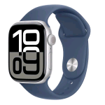 APPLE WATCH SERIES 10 GPS 42mm CASSA IN ALLUMINIO ARGENTO CINTURINO SPORT DENIM - S/M
