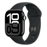 APPLE WATCH SERIES 10 GPS 46mm CASSA IN ALLUMINIO JET BLACK CINTURINO SPORT NERO - S/M