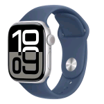 APPLE WATCH SERIES 10 GPS 46mm CASSA IN ALLUMINIO ARGENTO CINTURINO SPORT DENIM - M/L