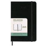 MOLESKINE WEEKLY AGENDA SETTIMANALE 2025 9 X 14 CM 12 MESI GENNAIO DICEMBRE COPERTINA RIGIDA CON ELASTICO NERO
